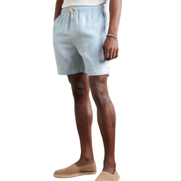 Onia Air Linen Men's Shorts Size Large Chambray Pale Blue Beach Travel Comfort - Picture 1 of 7